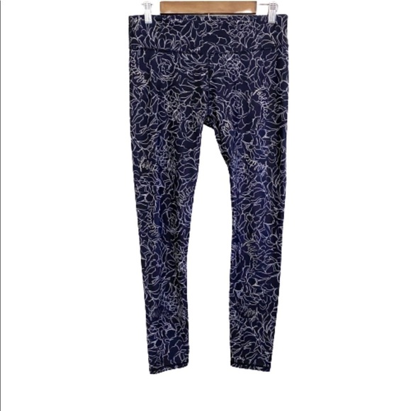 Fabletics Salar Silver Blue Floral Print Leggings - Picture 2 of 8